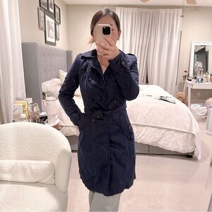 Zara Woman Navy Blue Classic Belted Trench Coat XS